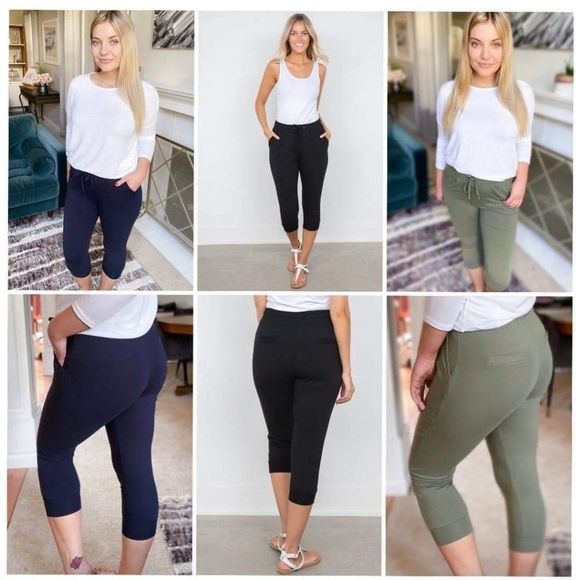 Jacqueline de Yong Black Capri Joggers large - Picture 3 of 9